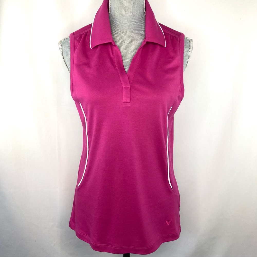 CALLAWAY Golf Shirt.  Fuchsia w/ White Accents.